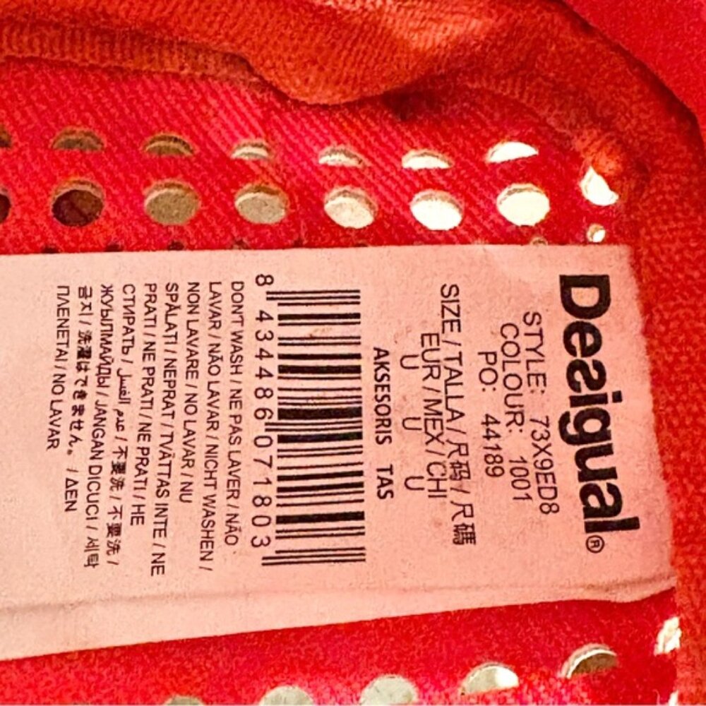 Desigual Charlotte Shoulder Bag Marine Print Perforated Brown Faux Leather Boho - Picture 10 of 15